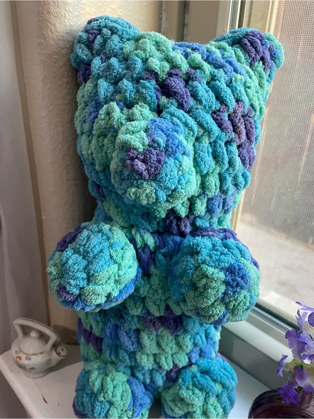 Handmade Plush Gummy Bear plush Toy in Teal & Blue